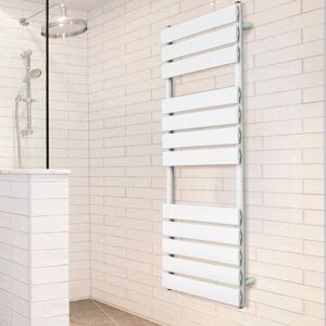 Warmehaus - Flat Panel Bathroom Heated Towel Rail Ladder Radiator Warmer -1200x600mm White