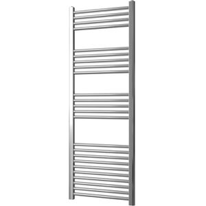 Greenedhouse - York Chrome Heated Towel Rail Flat 500mm wide x 1400mm high Central Heating Towel Rail Designer Straight Towel radiator