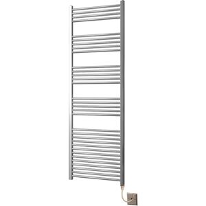 GREENEDHOUSE York Flat Chrome Electric Towel Rail 600 x 1800mm Towel Radiator