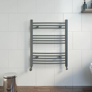 Duratherm - Anthracite Curved Heated Towel Rail Bathroom Radiator Designer 750 x 600mm