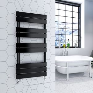 Sky Bathroom - Heated Towel Rail Radiator 1000x450mm Black Flat Panel