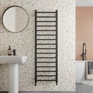 Duratherm - Solaro Designer Matt Black Heated Towel Rail Square Bar Bathroom Radiator Ladder Wall Mounted 1600 x 500mm