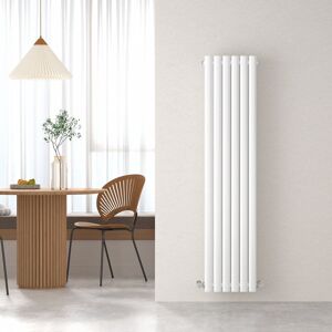 Heilmetz - 1600×354mm White Modern Designer Radiator Vertical Oval Column Double Panel Rad