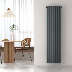Heilmetz 1800×472mm Anthracite Modern Designer Radiator Vertical Oval Column Single Panel Rad