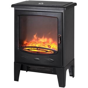 HOMCOM Electric Fireplace Freestanding w/Realistic Flame Effect, Black