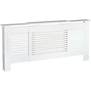 HOMCOM Extendable Radiator Cover Cabinet Slatted Design MDF White Home Office