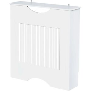 Homcom - Modern Radiator Cover Heater Cabinet Slatted Worktop Painted mdf White