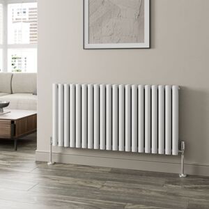 Duratherm - White Oval Column Designer Radiator Vertical Horizontal 600 x 1200mm Double Panel