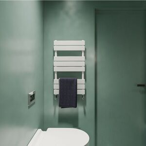Acezanble - White Flat Panel Heated Towel Rail Bathroom Ladder Radiator 800 x 450mm
