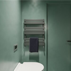 Acezanble - Anthracite Flat Panel Heated Towel Rail Bathroom Ladder Radiator 800 x 600mm