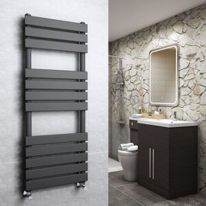 WARMEHAUS Sand Grey Flat Panel Heated Towel Rail Radiator 1200x450mm