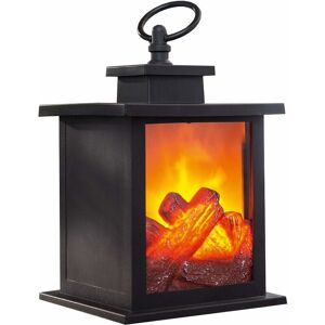 DEWDAT Led Fireplace Lamp Flame Effect Log Fire Place Lights Fireplace Lantern Realistic Carbon Fire Lights Vintage Lantern Battery Operated for Home Decor