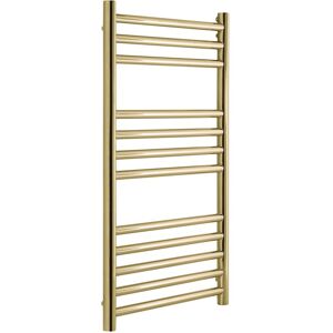 Manissa - Boston Brushed Brass Heated Towel Rail 500mm w x 800mm h Central Heating Bathroom Towel Radiator