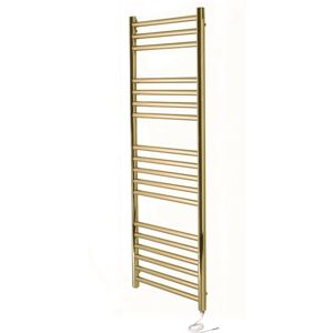 Manissa - Boston Electric Brushed Brass Heated Towel Rail 500mm w x 1200mm h Bathroom Towel Radiator
