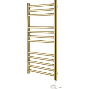 Manissa - Boston Electric Brushed Brass Heated Towel Rail 500mm w x 800mm h Bathroom Towel Radiator