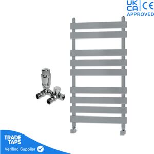 Gravahaus - Marvella Chrome Flat Panel Towel Rail - 950 x 500mm - Corner trv Valve Pair