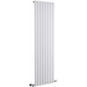 Milano - Aruba - Modern White Vertical Column Single Oval Panel Radiator - 1600mm x 472mm