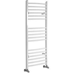 Milano - Ive - Modern White Curved Bar Heated Towel Rail Radiator - 1200mm x 500mm