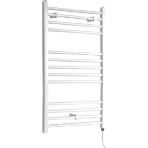 Milano - Ive Electric - Modern White Straight Bar Heated Towel Rail Radiator - 1000mm x 600mm