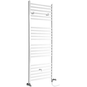 Milano - Ive - Modern White Dual Fuel Electric Straight Bar Heated Towel Rail Radiator - 1600mm x 500mm