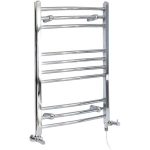 Milano - Kent - Modern Chrome Dual Fuel Electric Curved Bar Heated Towel Rail Radiator - 800mm x 498mm