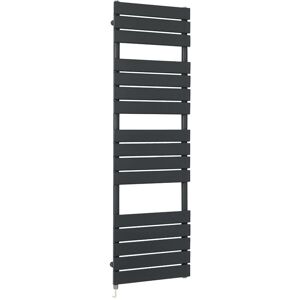 Milano - Lustro Electric - Modern Anthracite Flat Panel Heated Towel Rail Radiator with Simple Heating Element - 1500mm x 450mm