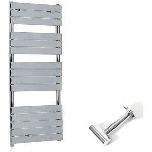 Milano - Lustro Electric - Modern Chrome Flat Panel Heated Towel Rail Radiator with Simple Heating Element and Cable Cover - 1512mm x 450mm