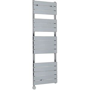 Milano - Lustro Electric - Modern Chrome Flat Panel Heated Towel Rail Radiator with Thermostatic Heating Element - 1512mm x 450mm