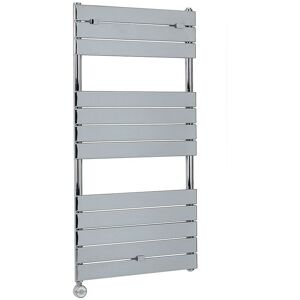 Milano - Lustro Electric - Modern Chrome Flat Panel Heated Towel Rail Radiator with Thermostatic Heating Element - 1213mm x 600mm