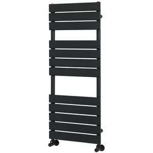 Milano - Lustro - Modern Matte Black Flat Panel Heated Towel Rail Radiator - 1200mm x 450mm