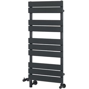 Milano - Lustro - Modern Anthracite Flat Panel Dual Fuel Electric Heated Towel Rail Radiator - 975mm x 450mm