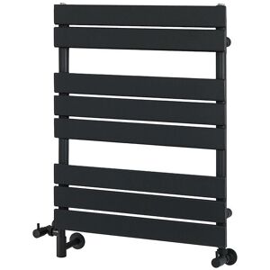 Milano - Lustro - Modern Black Flat Panel Dual Fuel Electric Heated Towel Rail Radiator - 825mm x 600mm