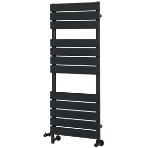 Milano - Lustro - Modern Black Flat Panel Dual Fuel Electric Heated Towel Rail Radiator - 1200mm x 450mm
