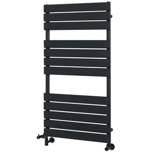 Milano - Lustro - Modern Black Flat Panel Dual Fuel Electric Heated Towel Rail Radiator - 1200mm x 600mm