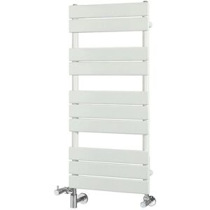 Milano - Lustro - Modern White Flat Panel Dual Fuel Electric Heated Towel Rail Radiator - 975mm x 450mm
