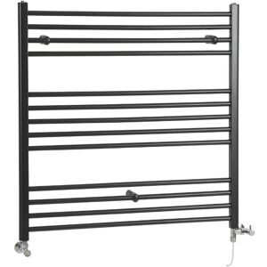 Milano - Nero - Modern Black Dual Fuel Electric Straight Bar Heated Towel Rail Radiator - 1000mm x 1000mm