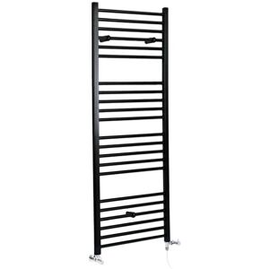 Milano - Nero - Modern Black Dual Fuel Electric Straight Bar Heated Towel Rail Radiator - 1600mm x 600mm