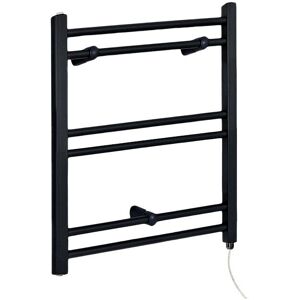 Milano Nero Electric Black Straight Bar Heated Towel Rail Radiator - 600mm x 400mm