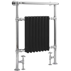 Milano - Elizabeth - Traditional Chrome and Black Heated Towel Rail Radiator - 960mm x 675mm