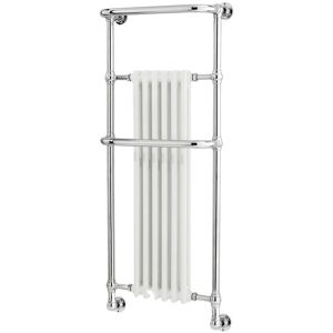Milano - Elizabeth - Traditional Chrome and White Heated Towel Rail Radiator with Cast Iron Style Insert - 1365mm x 575mm