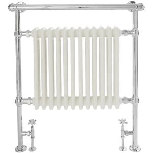 Milano - Elizabeth -Traditional 930mm x 790mm Heated Towel Rail Radiator with Cast Iron Style Insert and Overhanging Rail - Chrome and White