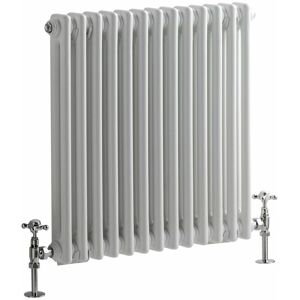 Milano - Windsor - Traditional White Cast Iron Style Double Column Horizontal Radiator - 600mm x 605mm