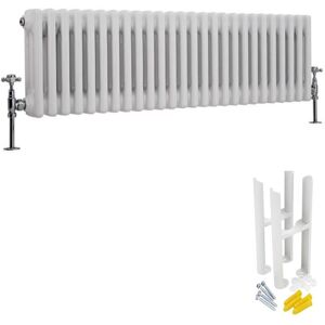 Milano - Windsor - Traditional White Cast Iron Style Horizontal Triple Column Radiator with Feet - 300mm x 1190mm