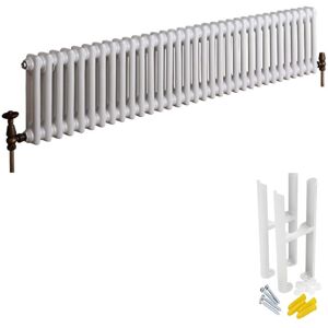 Milano - Windsor - Traditional White Cast Iron Style Horizontal Triple Column Radiator with Feet - 300mm x 1505mm