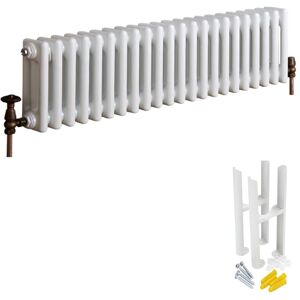 Milano - Windsor - Traditional White Cast Iron Style Horizontal Triple Column Radiator with Feet - 300mm x 1010mm
