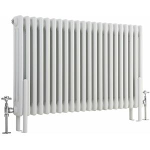 Milano - Windsor - Traditional White Cast Iron Style Horizontal Triple Column Radiator with Feet - 600mm x 1010mm