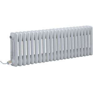 Milano - Windsor - Traditional White 300mm x 1010mm Cast Iron Style Horizontal Triple Column Electric Radiator - No Thermostat
