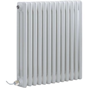 Milano - Windsor - Traditional White 600mm x 605mm Cast Iron Style Horizontal Triple Column Electric Radiator - No Thermostat