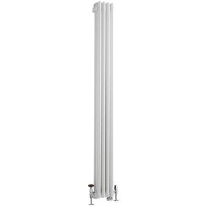 Milano - Windsor - Traditional White 1800mm x 200mm Cast Iron Style Vertical Triple Column Dual Fuel Electric Radiator with Touchscreen Wi-Fi