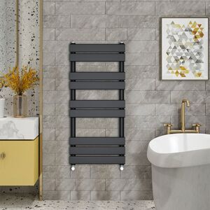 Warmehaus - Minimalist Heated Towel Rail Radiator Bathroom Flat Panel Black 1000 x 450mm